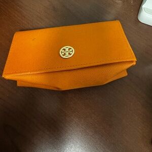 Tory Burch Sunglasses Case Orange Gold Logo